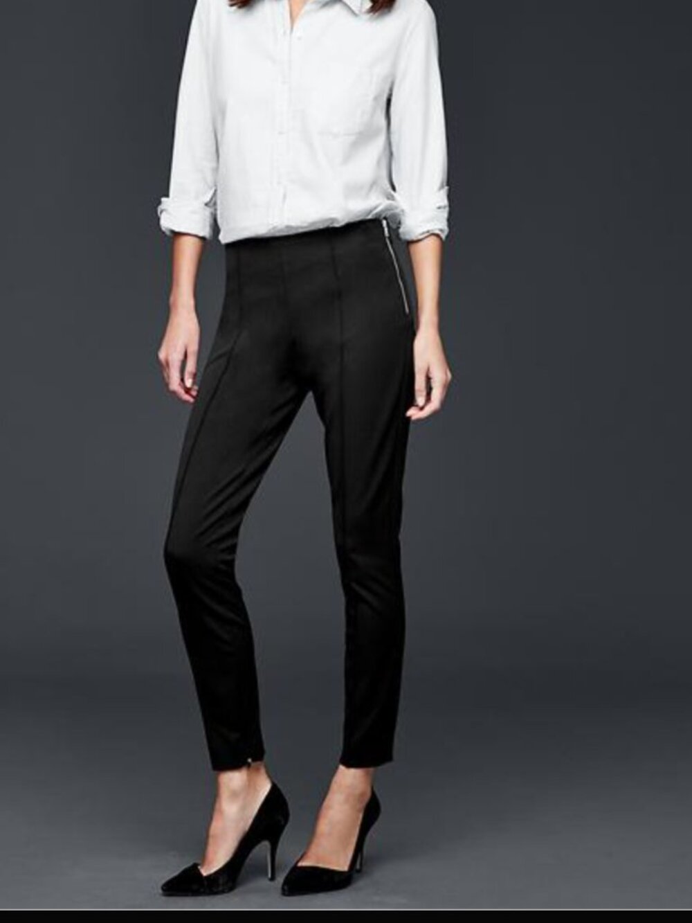 GAP Bi-Stretch Dark Grey Side Zip Pants Size
